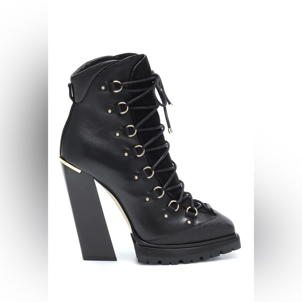 Jimmy Choo Madyn 130 Leather Ankle Square Toe Heel Boots W / Box Size 36.5 EUC - Picture 3 of 14